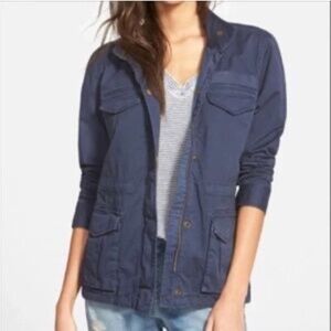 Hinge Navy Blue Zip-Up Utility Cargo Jacket Size Small LIKE NEW